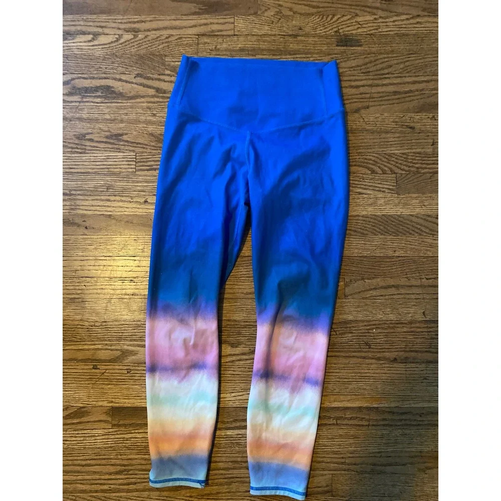 All In Motion Girls Blue Ombre Sunset Striped Leggings‎ Size L 10/12 Activewear